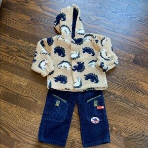 Cozy Dinosaur Print Hooded Jacket and Matching Pants - 2T